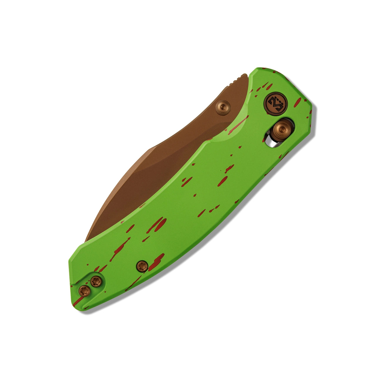 Miguron Norsa Cross-Bar Lock Folding Knife  MGR820RGN2.99" Rose Gold PVD D2 Blade  Green PVD Aluminum Handle | MGR820RGN