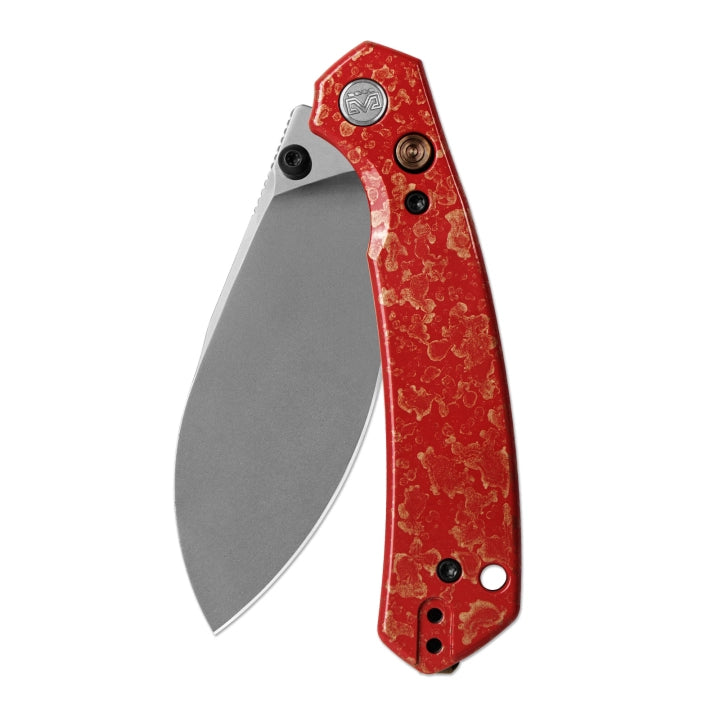 Miguron Hovor 19C27 Pearlescent Stonewash Folding Knife – Red Aluminum MGR828RD
