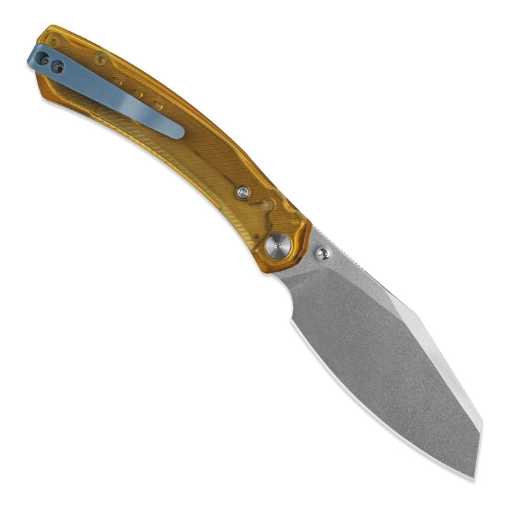Miguron Karok 3.4" D2 Stonewash Sheepsfoot Folding Knife Yellow PEI MGR827PEI