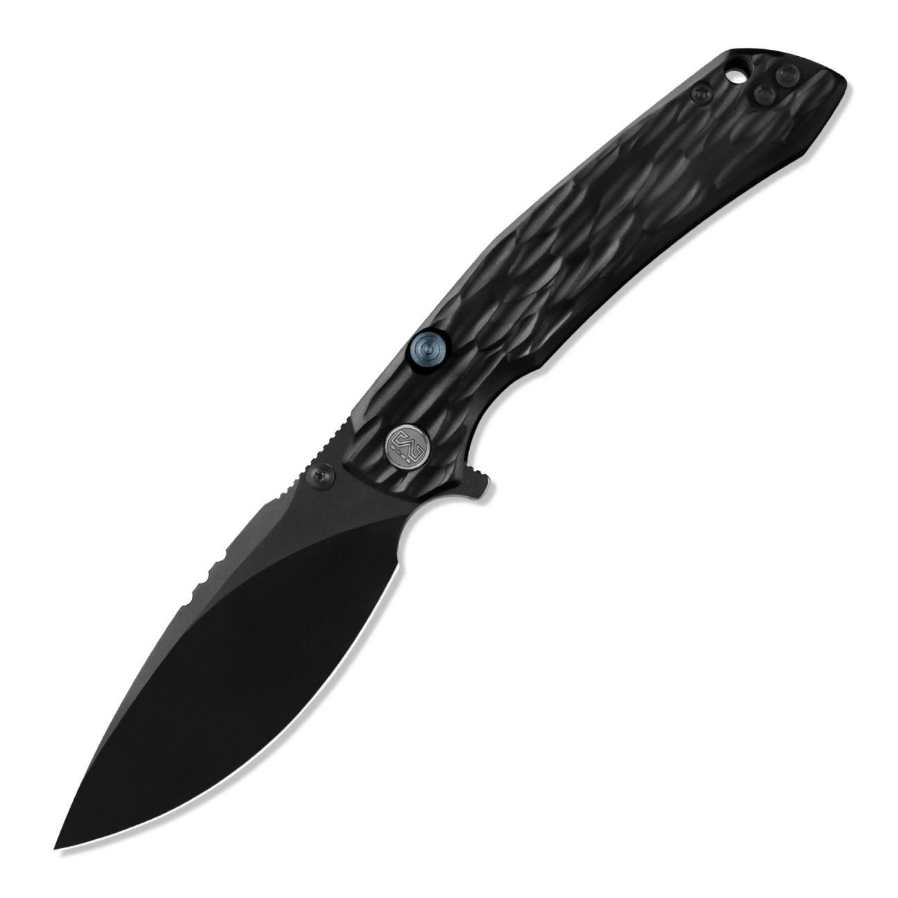 Miguron Celora Button Liner Lock Folding KnifeMGR831BK  3.3" 19C27 Black PVD Drop Point Blade | Black Aluminum Handle | MGR831BK