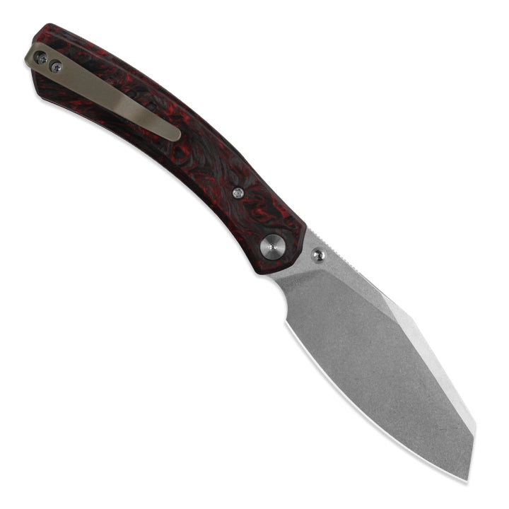 Miguron Karok 3.4" D2 Stonewash Sheepsfoot Carbon Fiber Red Folding Knife MGR827CFRD