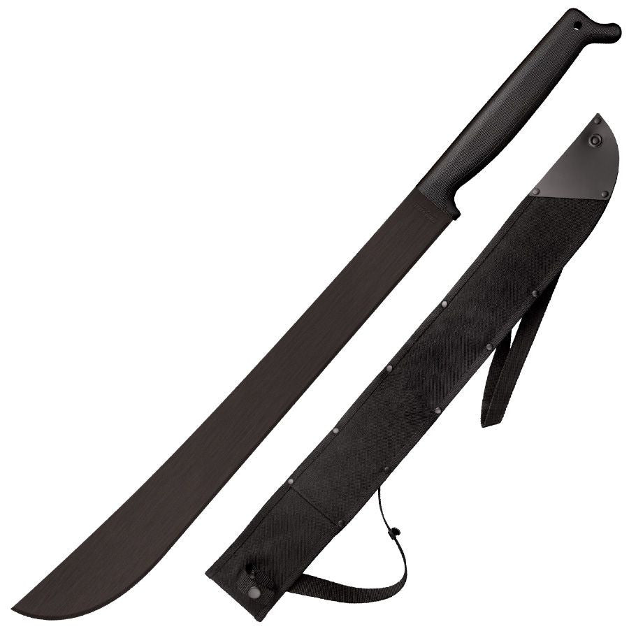 Cold Steel 2-Handed 21" Latin Machete – 65Mn High Carbon Steel Black Matte Blade, Polypropylene Handle with Cor-Ex® Sheath | CS-97TM21S