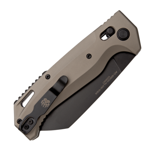 Bear & Son KATAKTώ™ III – Dark Earth & Black Aluminum Slide Lock Auto Wharncliffe AC-2200-ALDE-B