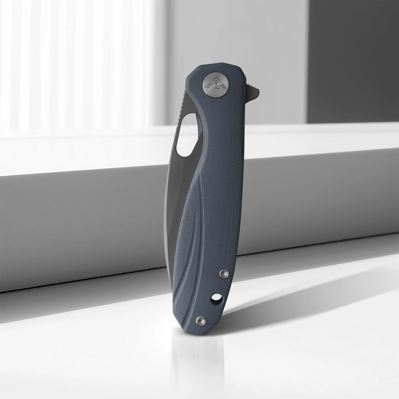 Ameight Eymor Flipper Folding Knife – 3.25" Dark Grey PVD 14C28N Blade, Grey G10 Handle | AME505DG