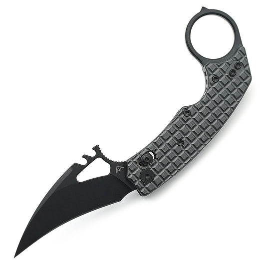 Ameight MK-2 Crossbar Lock Folding Knife – 2.99" Black PVD 14C28N Blade, Dark Grey PVD Aluminum Handle | AME507BDG