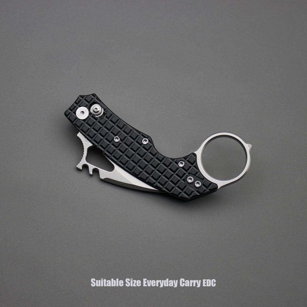 Ameight MK-2 Crossbar Lock Folding Knife – 2.99" Stonewashed 14C28N Blade, Black PVD Aluminum Handle | AME507WBK
