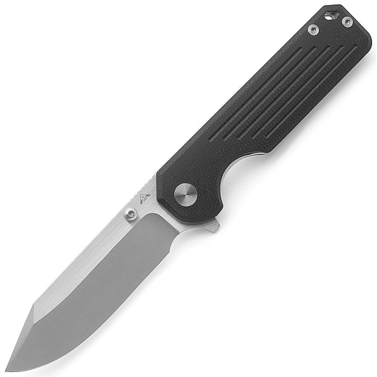 Ameight Gladiator Flipper Folding Knife – 3.75" 14C28N Satin Blade, Black Micarta Handle | AM8-503MWBK