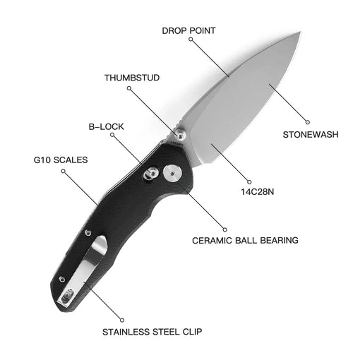 BESTECHMAN RONAN Folding Knife 3.26" 14C28N Steel Blade, G10 Scales B-Lock BMK02D