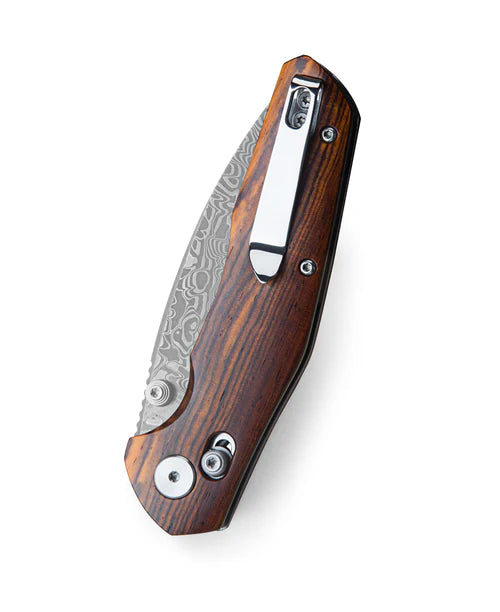 BESTECHMAN RONAN BMK02L: 3.26" Damascus Blade, Rosewood Scales, Folding Knife