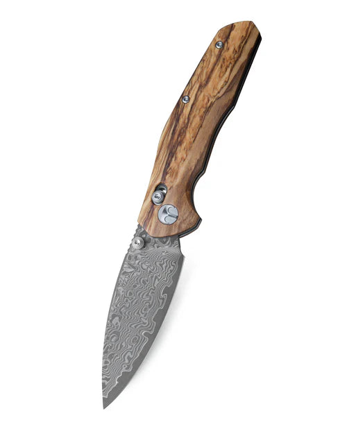 BESTECHMAN RONAN BMK02M: 3.26" Damascus Blade, Olivewood Scales, Folding Knife