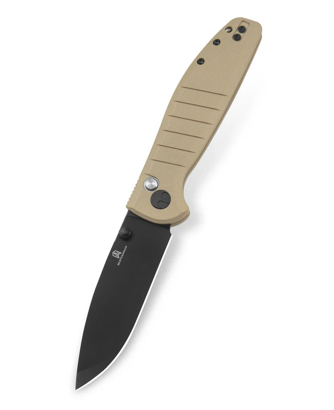 BESTECHMAN GOODBOY BMK04E: 3.54" D2 Steel Blade, G10 Scales, Button Lock, Thumb St