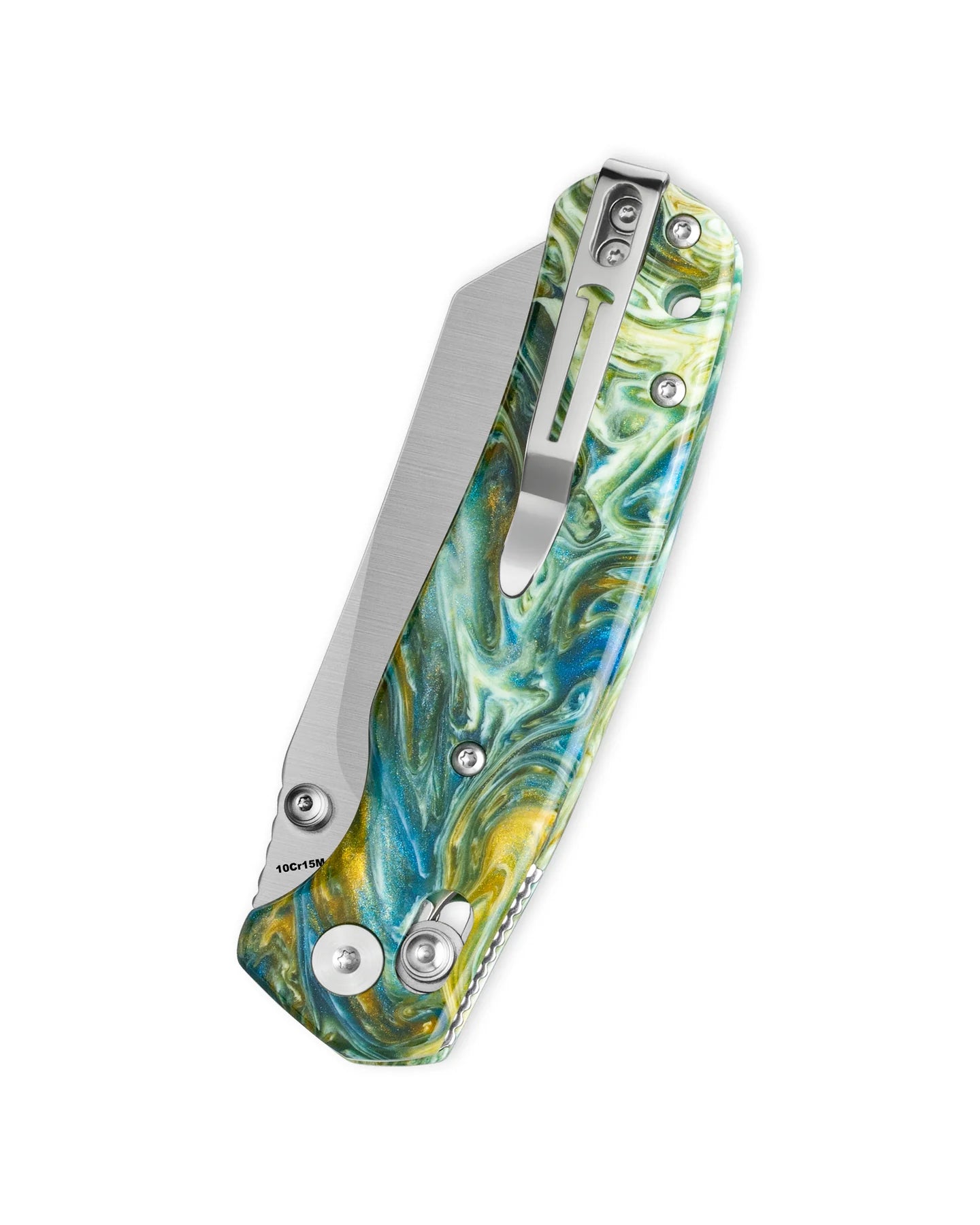BESTECHMAN CICADA'S WING BMK06P: 3.15" 10Cr15MoV Blade, Resin Scales, B-Lock