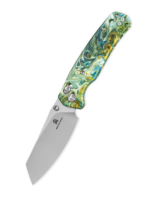 BESTECHMAN CICADA'S WING BMK06P: 3.15" 10Cr15MoV Blade, Resin Scales, B-Lock