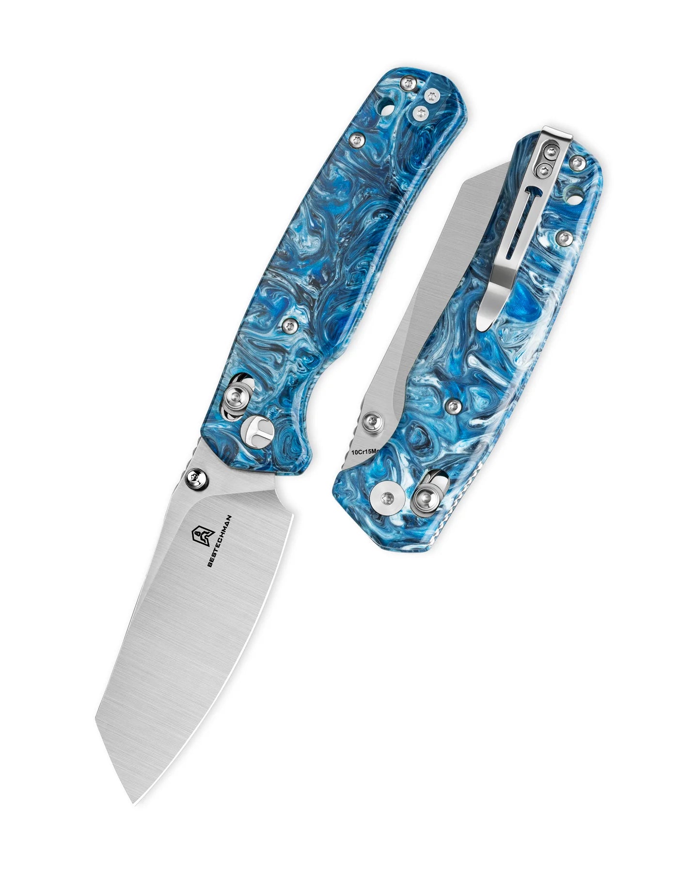 BESTECHMAN CICADA'S WING BMK06Q: 3.15" 10Cr15MoV Blade, Resin Scales, B-Lock