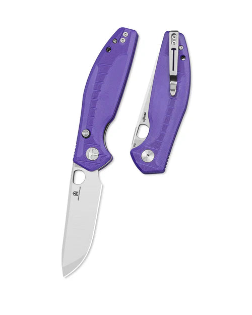BESTECHMAN Angry Owl BMK12E-1: 3.252" D2 Blade, G10 Scales, Button Liner Lock, Folding Knife