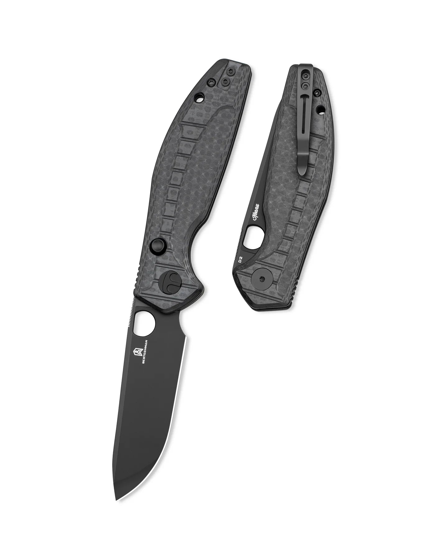 BESTECHMAN Angry Owl BMK12F-2: 3.252" D2 Blade, G10 Scales, Button Liner Lock, Folding Knife