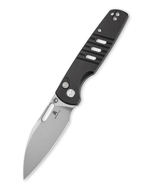Bestechman Vector BMK15A – Stonewashed D2 Blade  Black Aluminum Handle Button Lock