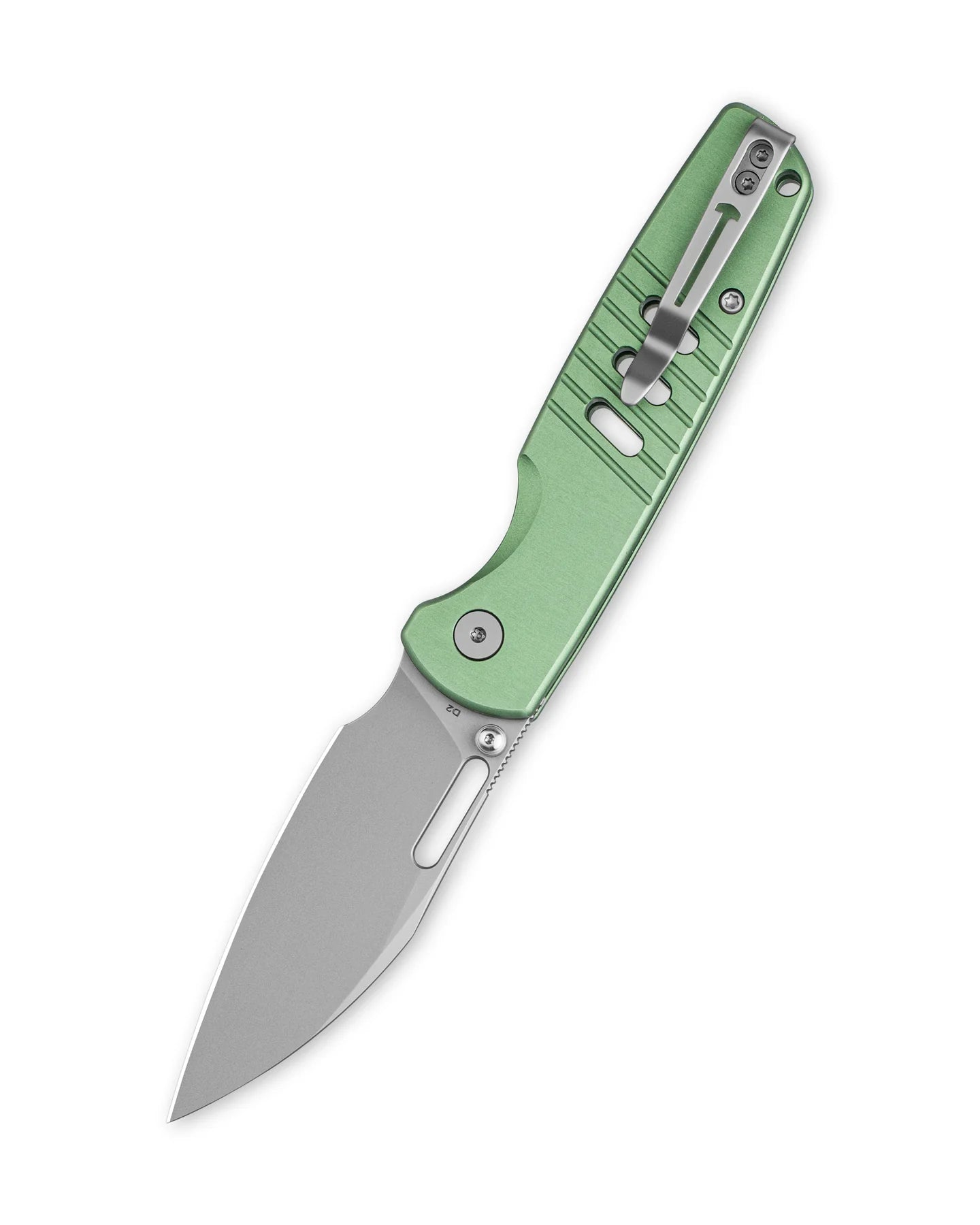 Bestechman Vector BMK15C D2 Bead-Blast Blade | Green Aluminum Scales Button Lock