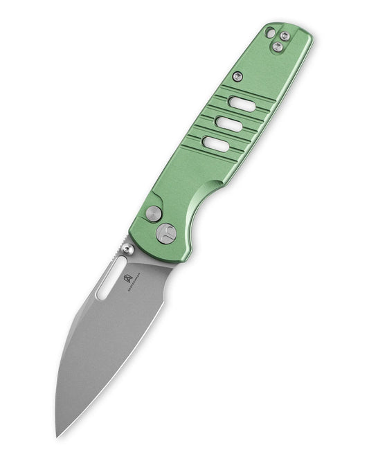 Bestechman Vector BMK15C D2 Bead-Blast Blade | Green Aluminum Scales Button Lock
