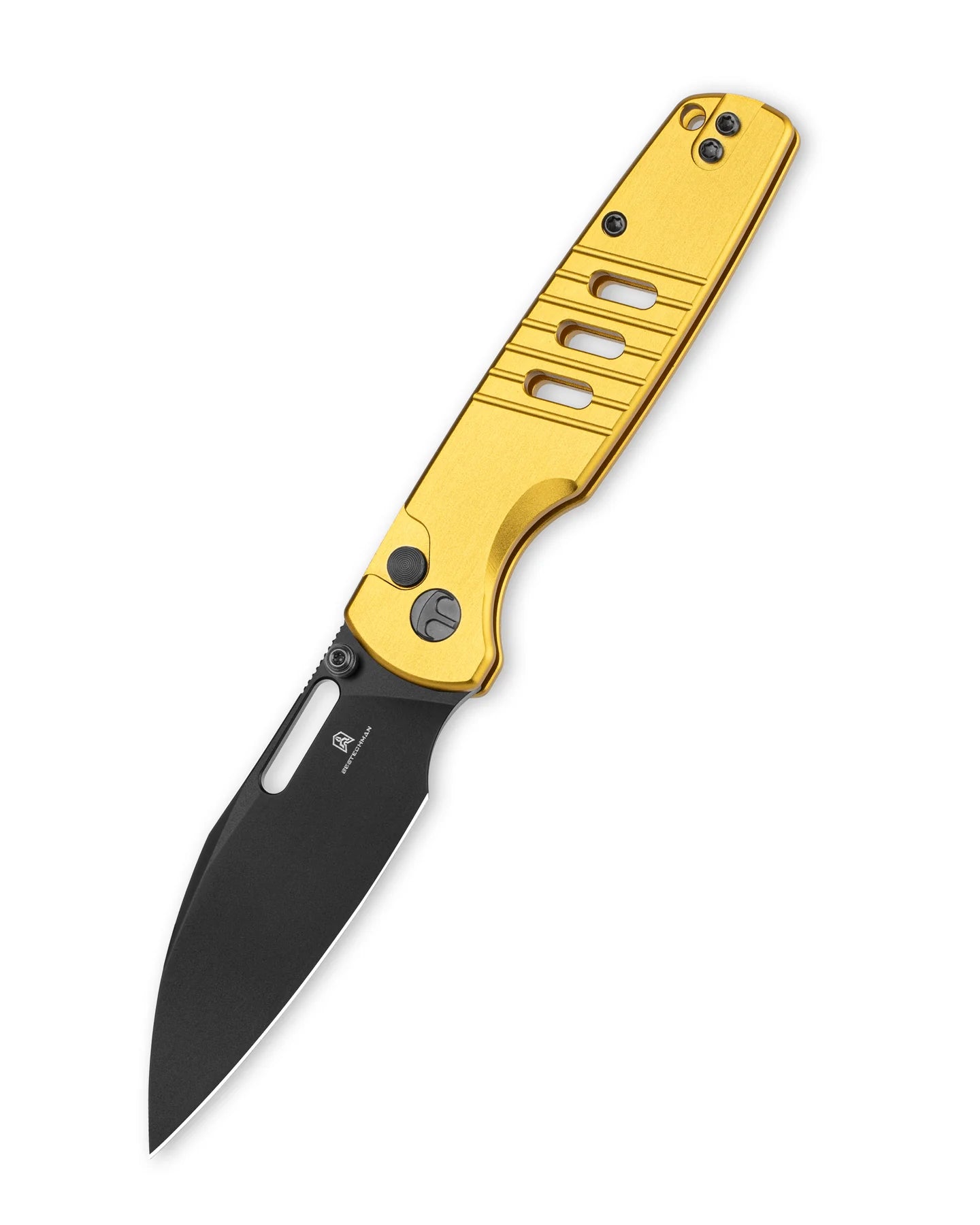 Bestechman Vector BMK15E – Bead-Blast D2 Blade Gold Aluminum Handle Button Lock