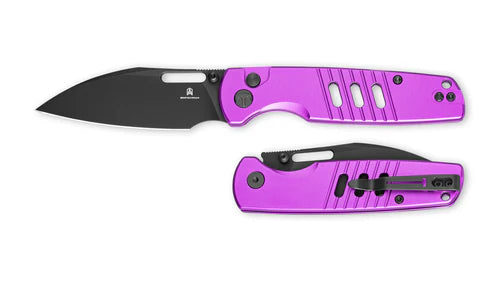Bestechman Vector BMK15F – Black PVD D2 Blade Purple Aluminum Handle Button Lock