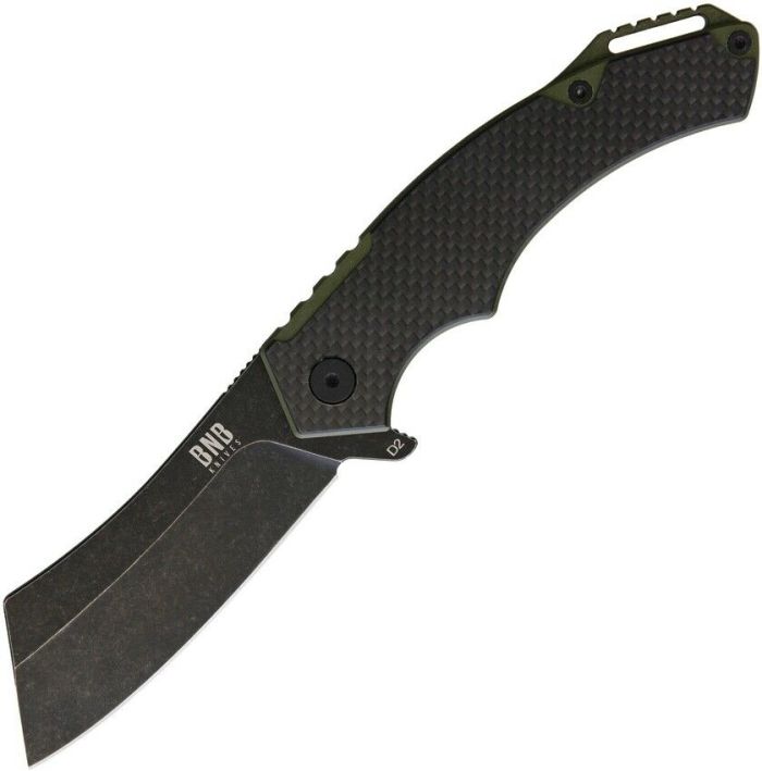 BNB Knives Cleaver Folding Knife – Carbon Fiber/Titanium (Model: bnb42395C)