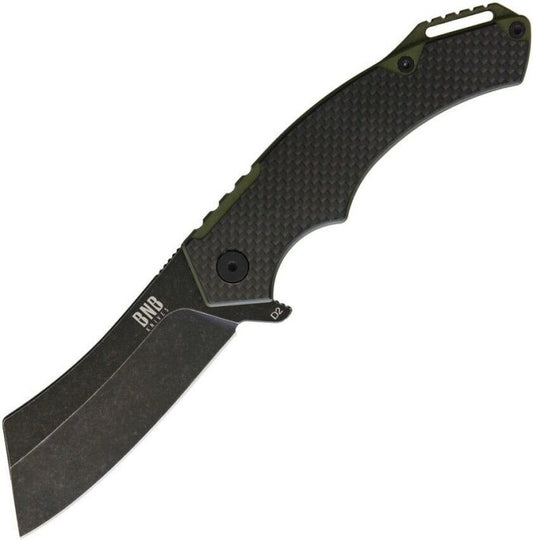 BNB Knives Cleaver Folding Knife – Carbon Fiber/Titanium (Model: bnb42395C)