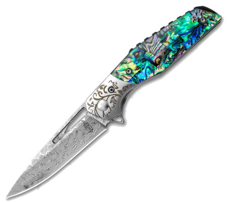 BNB Knives Abalone Flipper – VG10 Damascus / Abalone Shell BNB1991A