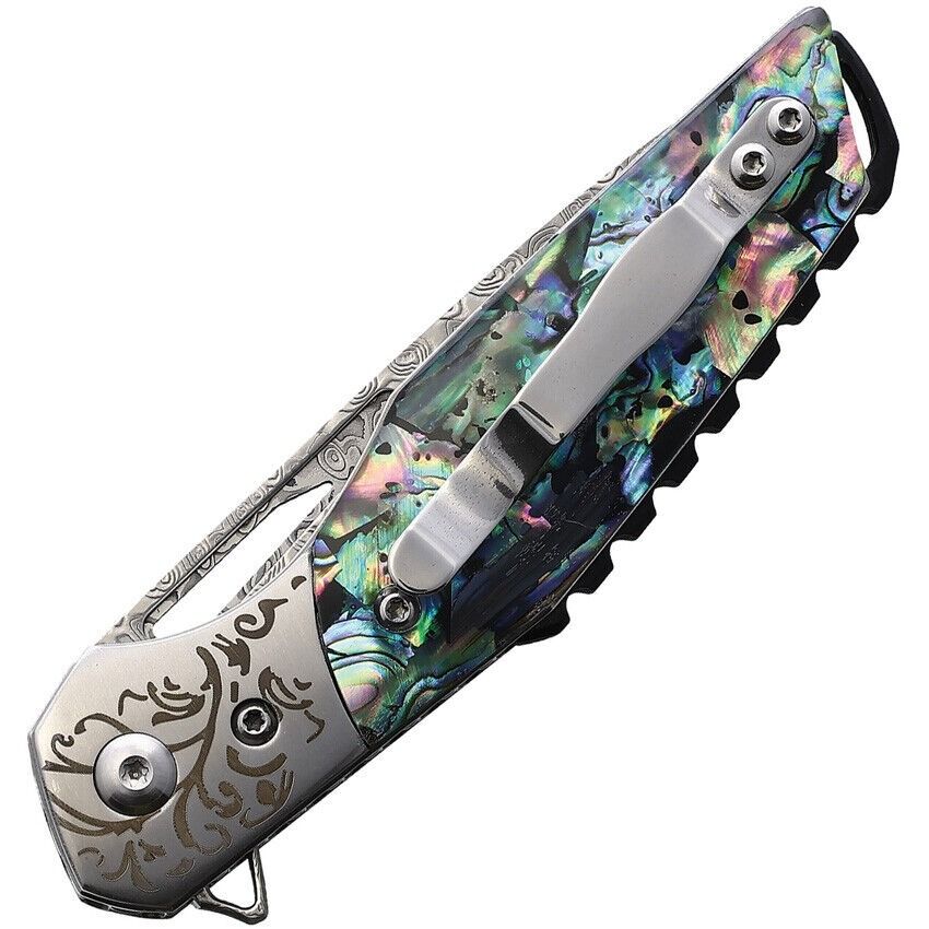 BNB Knives Abalone Flipper – VG10 Damascus / Abalone Shell BNB1991A