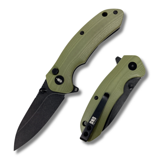 BNB Knives Button lock Raven OD BNB2424G