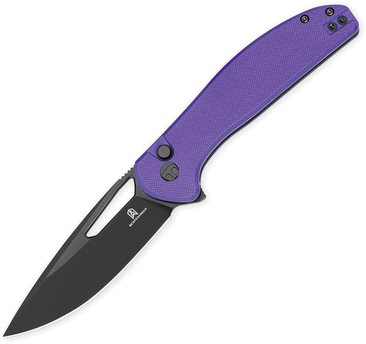 Bestechman Whalefin B-Lock Folding Knife Purple G10 Handle D2 Drop Point Blade BTKMK18F