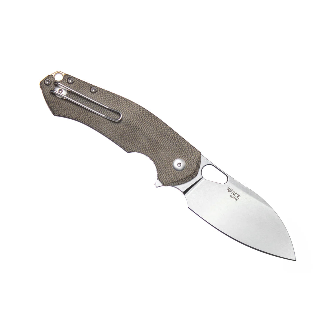 GiantMouse ACE Biblio XL Green Canvas Folding Knife BIBLIO-XL-GRN-ELMAX