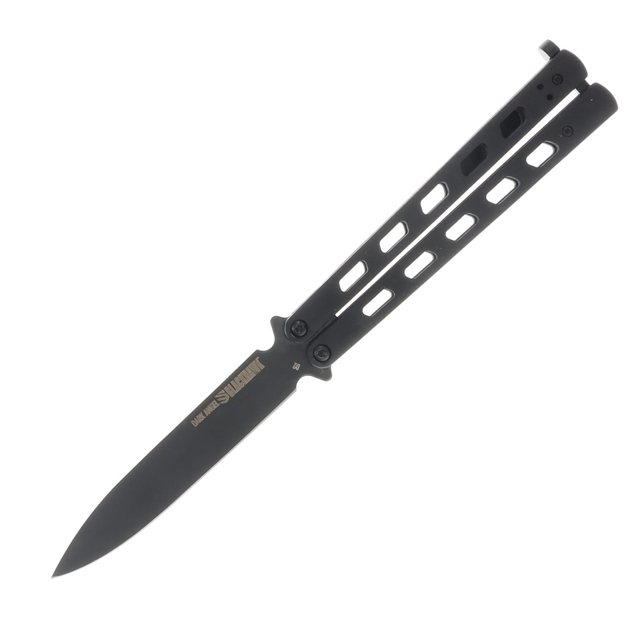 Blackhawk Dark Angel BH15B100 – D2 Spear Point Butterfly Knife with Spring-Loaded Latch