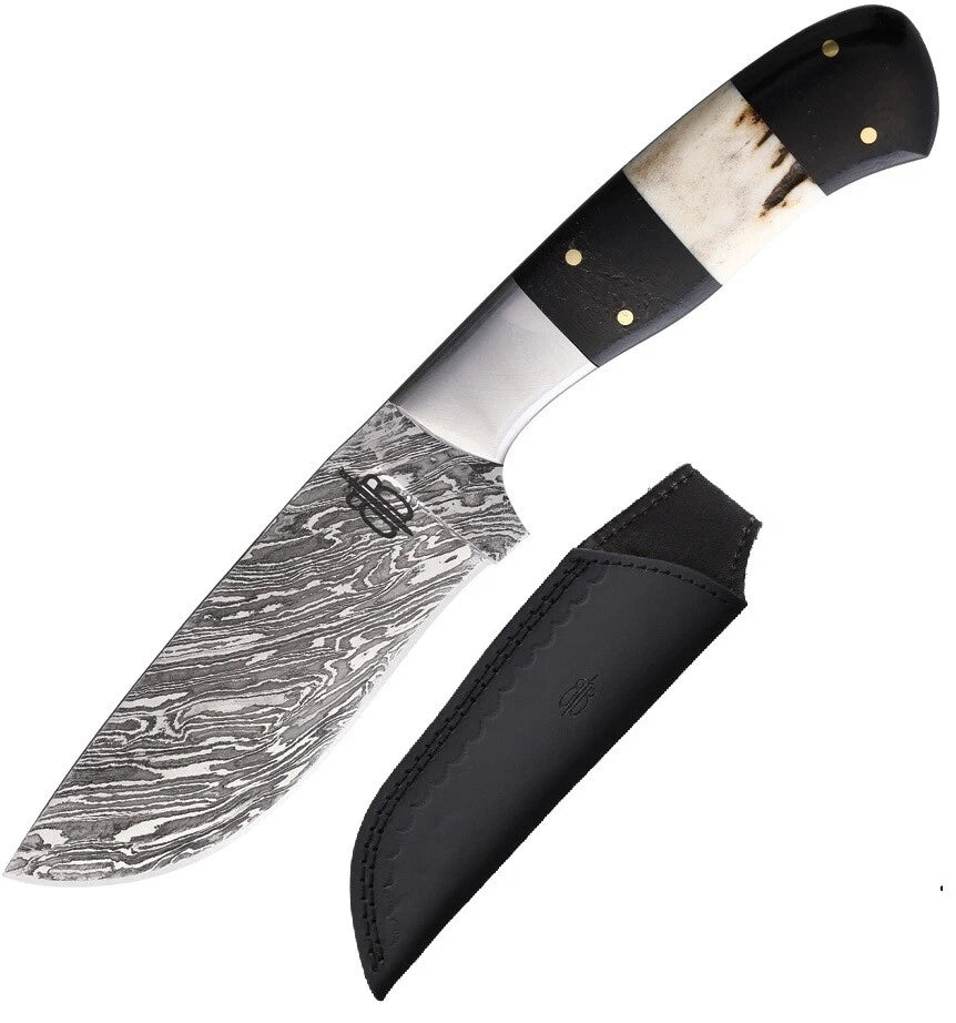 BnB  Custom Handmade Damascus Steel Cowboy Hunter Fixed Blade Knife