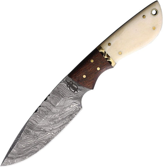 BnB Knives Drop Point Hunter – Damascus / Camel Bone  bnb134652