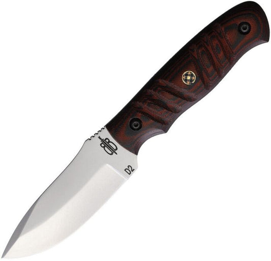 BnB Knives Mamba Hunter, 3.5" D2 Blade, G10 Handle, Leather Sheath