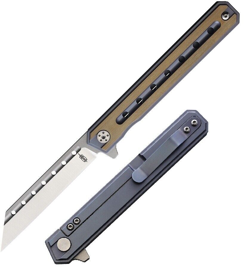 BnB Knives Titanium Cleaver Folder – D2 / Brown-Grey Titanium  bnb1939B