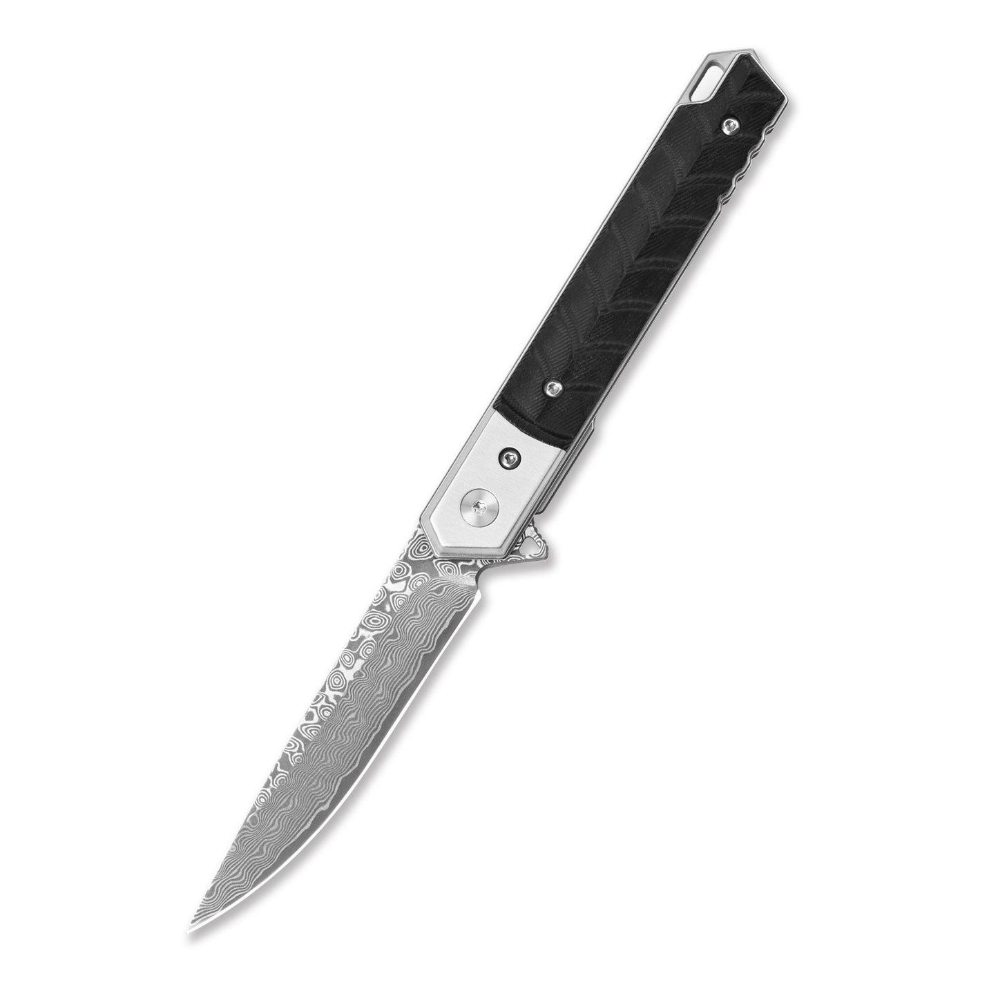 BnB Knives VG10 Damascus Flipper – Black G10 Handle  bnb42011B