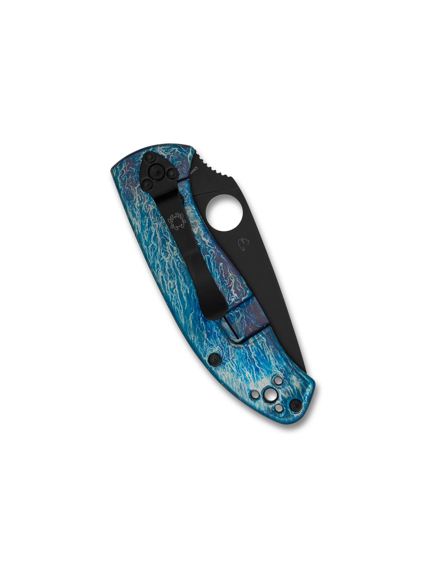 Spyderco Tenacious® R.I.L. Disarray™ Folding Knife – 3.35" Black Oxide D2 Blade, Titanium Handle | C122TIBLBKD2P