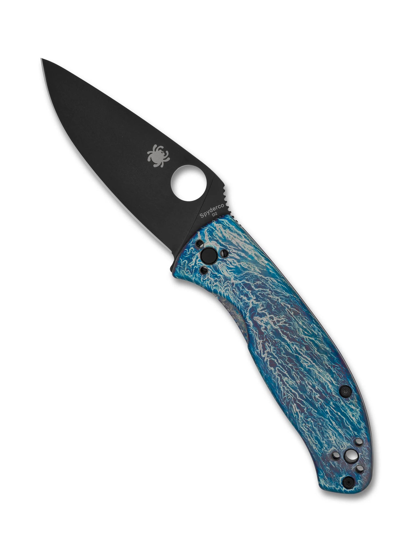 Spyderco Tenacious® R.I.L. Disarray™ Folding Knife – 3.35" Black Oxide D2 Blade, Titanium Handle | C122TIBLBKD2P