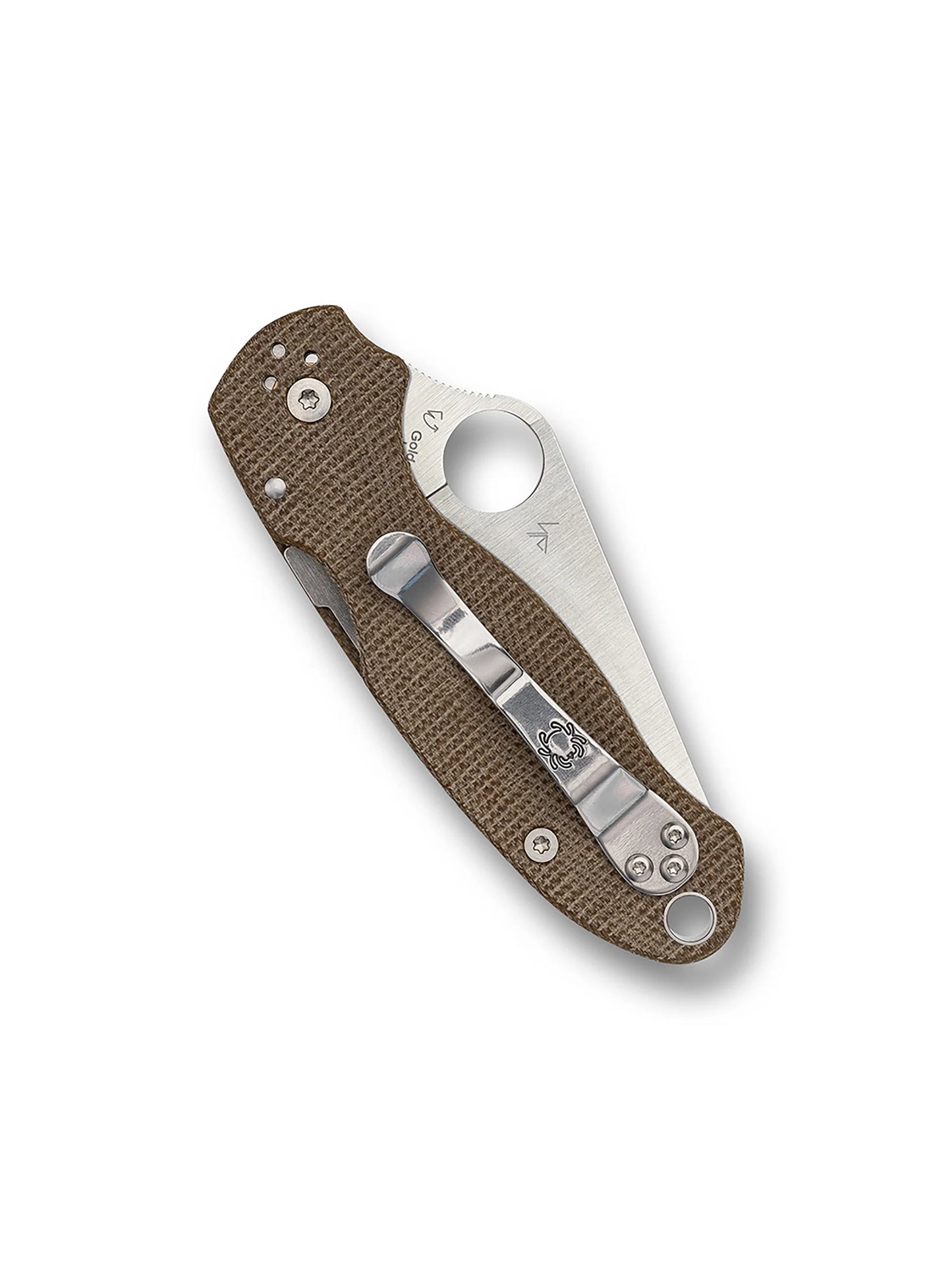 Spyderco Para 3 Brown Canvas Micarta CPM Cru-Wear Folding Knife | C223MPCW