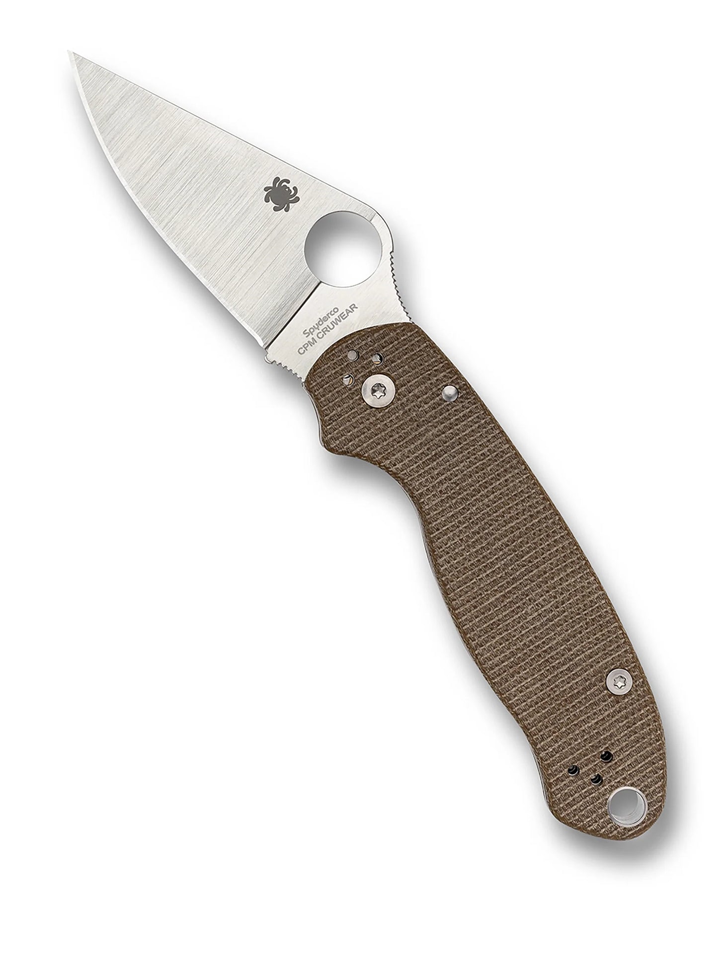 Spyderco Para 3 Brown Canvas Micarta CPM Cru-Wear Folding Knife | C223MPCW