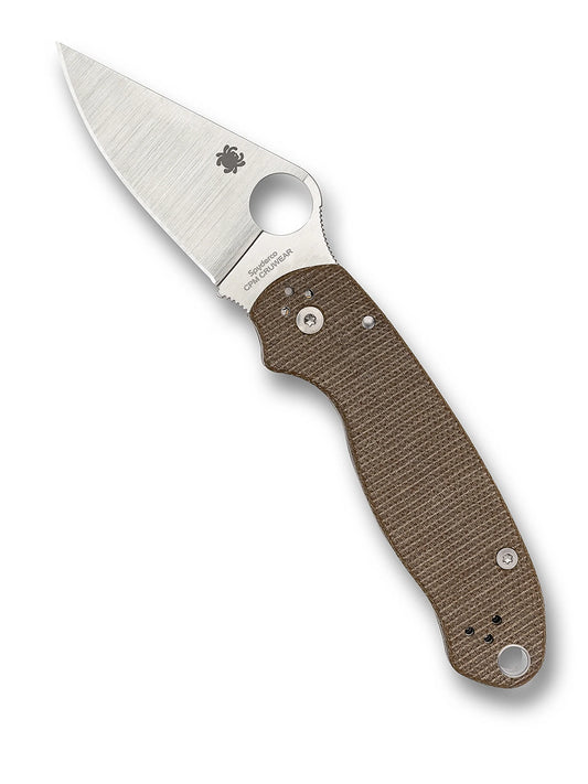 Spyderco Para 3 Brown Canvas Micarta CPM Cru-Wear Folding Knife | C223MPCW