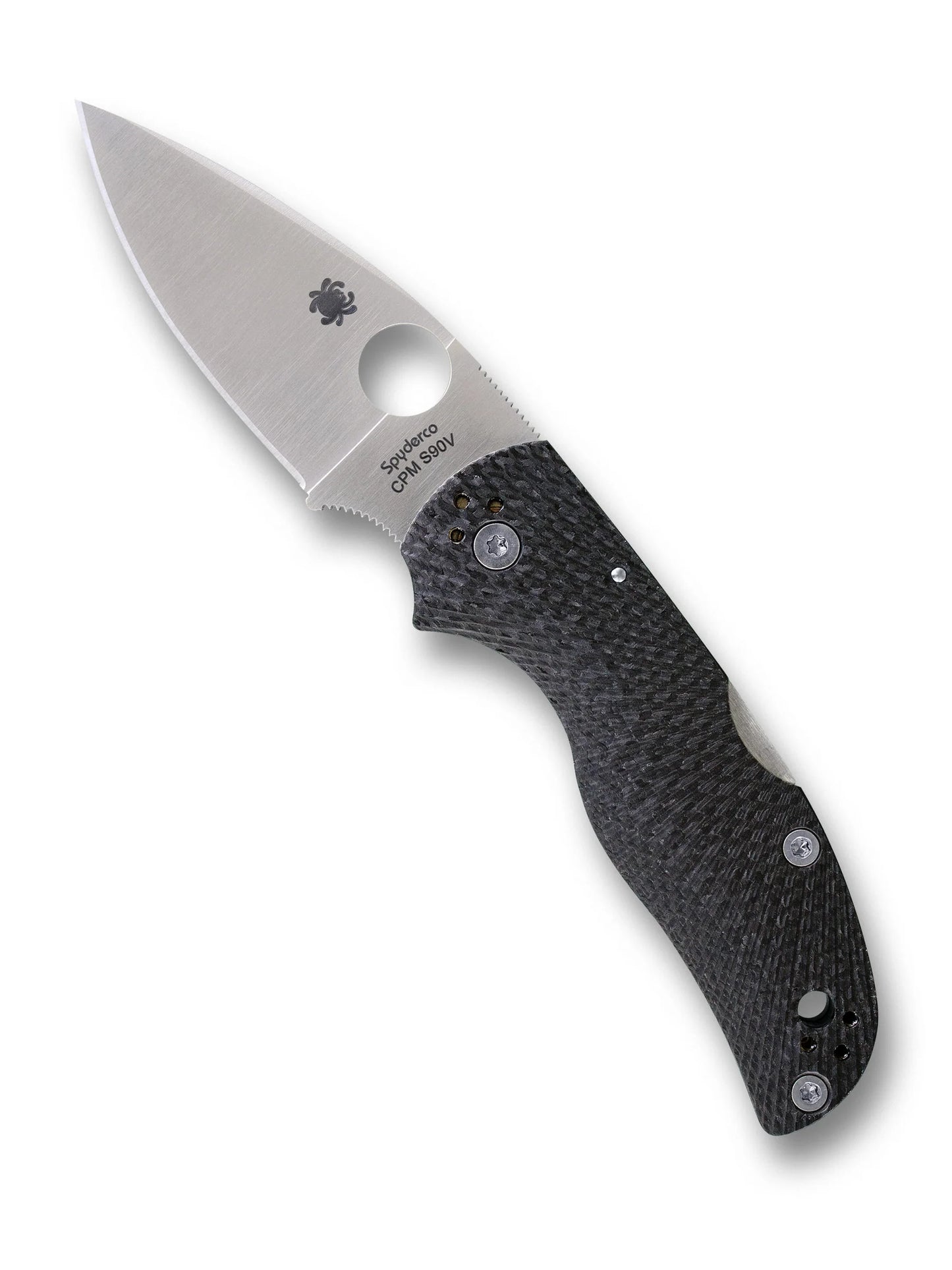 Spyderco Native® 5 Fluted Carbon Fiber Folding Knife – 2.95" CPM S90V Full-Flat Ground Blade, Fluted Carbon Fiber Handle | C41CFFP5