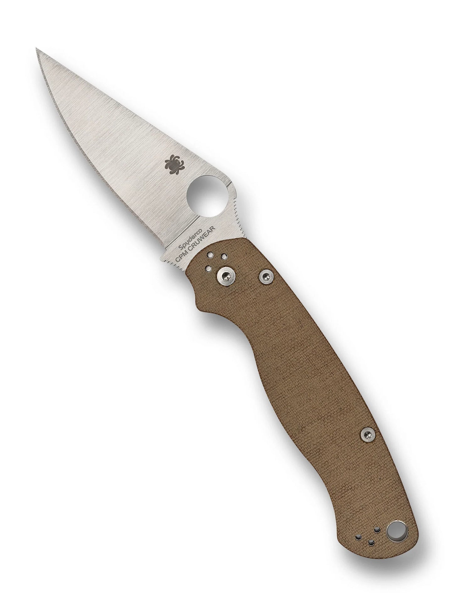 Spyderco Para Military 2 Brown Canvas Micarta CPM Cru-Wear Folding Knife | C81MPCW2