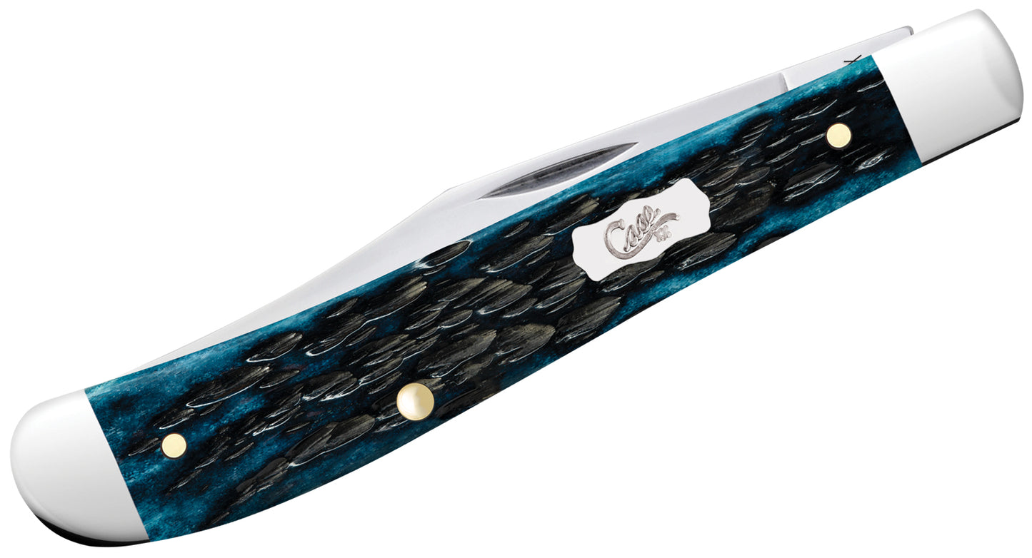 Case XX Worn Peach Seed Jig Mediterranean Blue Bone Slimline Trapper CA51865