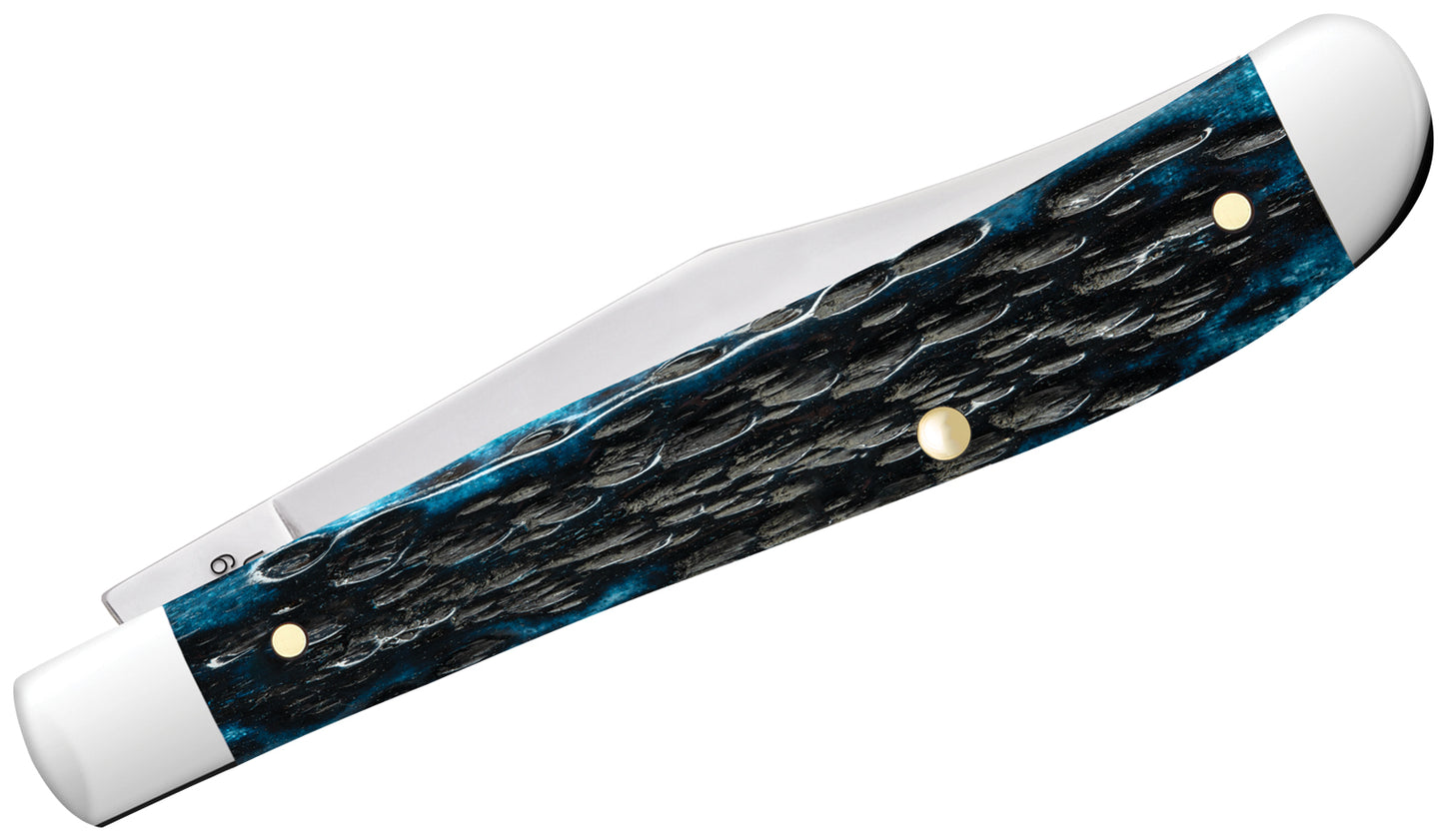 Case XX Worn Peach Seed Jig Mediterranean Blue Bone Slimline Trapper CA51865