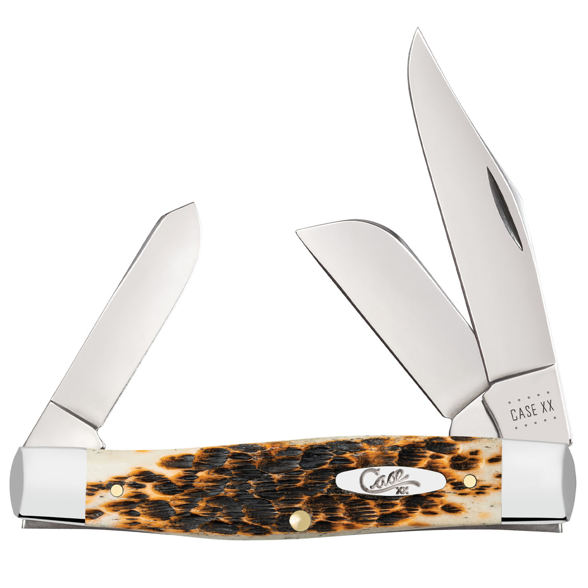 Case Large Amber Bone Stockman Folding Knife 3.3" Chrome Vanadium Clip Blade CAS00204