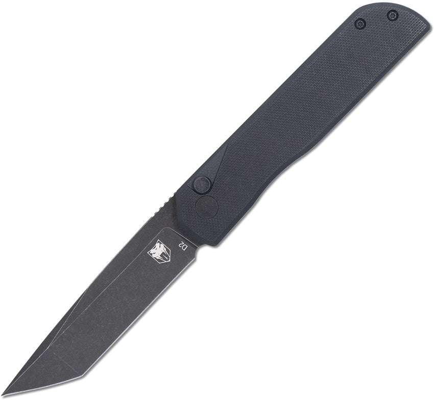 CobraTec Prowler Button Lock Pocket Knife Tanto Black CBTPLRBKBT