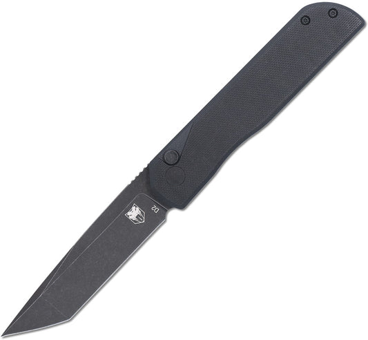 CobraTec Prowler Button Lock Pocket Knife Tanto Black CBTPLRBKBT